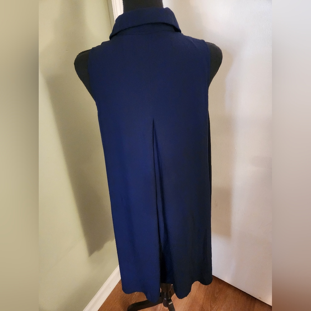Adrianna Papell Dress Shirt Navy Blue With Pockets - Picture 2 of 5